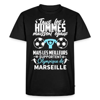 Supporter équipe de Marseille football - T-shirt Premium bio Homme - noir - Devant - Nico (187cm)