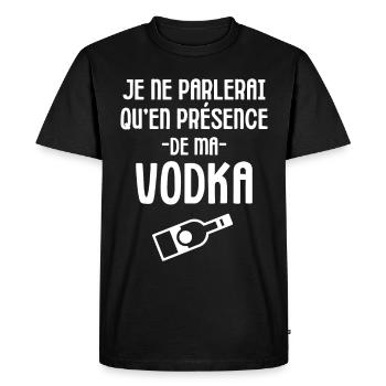 Boire humour vodka - T-shirt Premium bio Homme - noir - Devant - Nico (187cm)