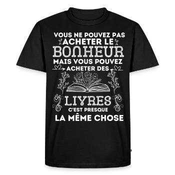 Lecture livre - T-shirt Premium bio Homme - noir - Devant - Nico (187cm)