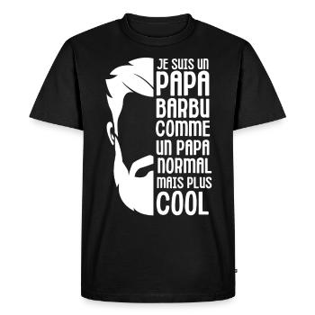 Papa cool et barbu - T-shirt Premium bio Homme - noir - Devant - Nico (187cm)
