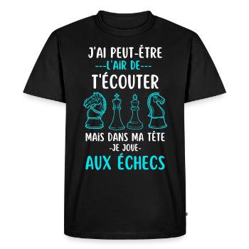 Jouer aux échecs - T-shirt Premium bio Homme - noir - Devant - Nico (187cm)
