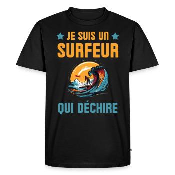 Je suis un surfeur qui déchire 2 - T-shirt Premium bio Homme - noir - Devant - Nico (187cm)