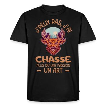Je peux pas j'ai chasse - T-shirt Premium bio Homme - noir - Devant - Nico (187cm)