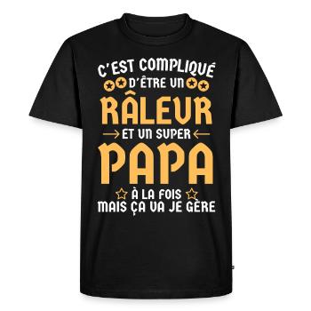 Super papa râleur 1 - T-shirt Premium bio Homme - noir - Devant - Nico (187cm)