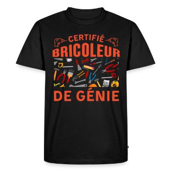 Certifié bricoleur de génie - T-shirt Premium bio Homme - noir - Devant - Nico (187cm)