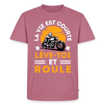 motard la vie est courte leve toi et roule 2 - T-shirt Premium bio Homme - mauve - Devant - Nico (187cm)