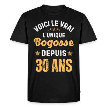 Le vrai l unique bogosse depuis 30 ans - T-shirt Premium bio Homme - noir - Devant - Nico (187cm)