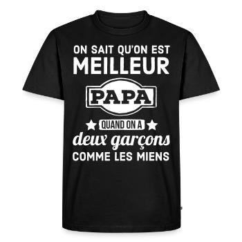 Meilleur Papa avec deux garçons 1 - T-shirt Premium bio Homme - noir - Devant - Nico (187cm)