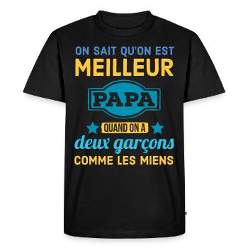 Père de deux garçons - T-shirt Premium bio Homme - noir - Devant - Nico (187cm)