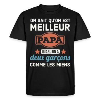 Père de deux garçons - T-shirt Premium bio Homme - noir - Devant - Nico (187cm)