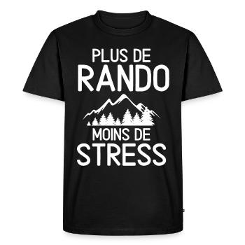 Plus de randonnée moins de stress - T-shirt Premium bio Homme - noir - Devant - Nico (187cm)