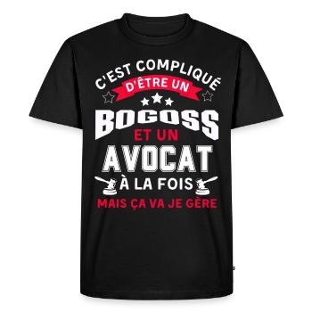 Beau gosse et avocat juriste métier - T-shirt Premium bio Homme - noir - Devant - Nico (187cm)