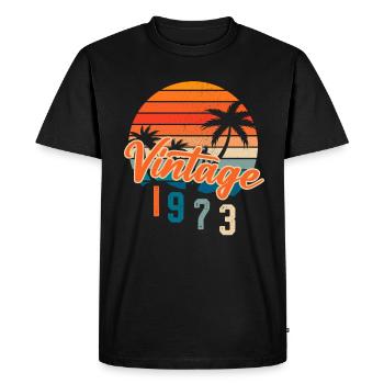 Vintage 1973 rétro - T-shirt Premium bio Homme - noir - Devant - Nico (187cm)