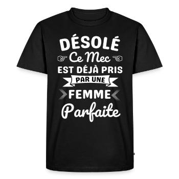 Ce Mec Est déjà pris par une femme parfaite - T-shirt Premium bio Homme - noir - Devant - Nico (187cm)