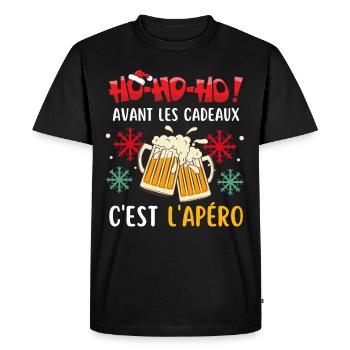 Noël Hohoho avant les cadeaux c est l apéro - T-shirt Premium bio Homme - noir - Devant - Nico (187cm)
