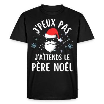 J attends le père Noël - T-shirt Premium bio Homme - noir - Devant - Nico (187cm)