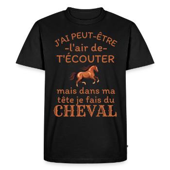 Humour Cheval cavalier cavalière - T-shirt Premium bio Homme - noir - Devant - Nico (187cm)