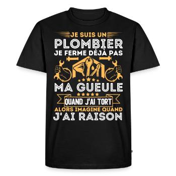 Humour plombier plomberie - T-shirt Premium bio Homme - noir - Devant - Nico (187cm)