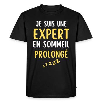 Je suis expert en sommeil prolongé - T-shirt Premium bio Homme - noir - Devant - Nico (187cm)