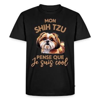 Chien mignon shih tzu - T-shirt Premium bio Homme - noir - Devant - Nico (187cm)