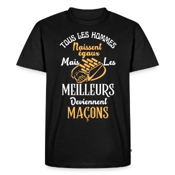Les meilleurs sont maçons - T-shirt Premium bio Homme - noir - Devant - Nico (187cm)