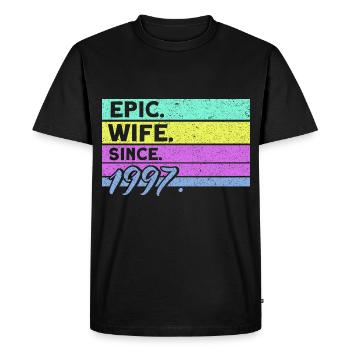 25e anniversaire de mariage Couple Design 25 ans de mariage - T-shirt Premium bio Homme - noir - Devant - Nico (187cm)