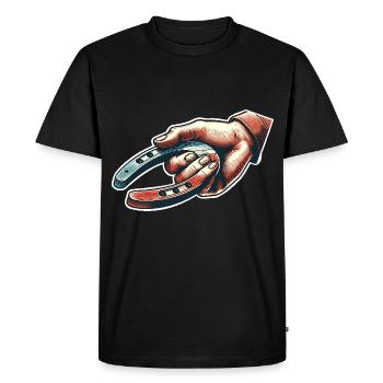 Lancer de fer à cheval Lancer de fer à cheval - T-shirt Premium bio Homme - noir - Devant - Nico (187cm)