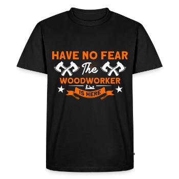 Le menuisier est là charpentier - T-shirt Premium bio Homme - noir - Devant - Nico (187cm)