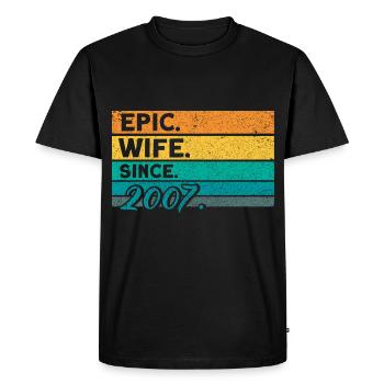 15ème anniversaire de mariage Couple Design 15 ans de mariage - T-shirt Premium bio Homme - noir - Devant - Nico (187cm)