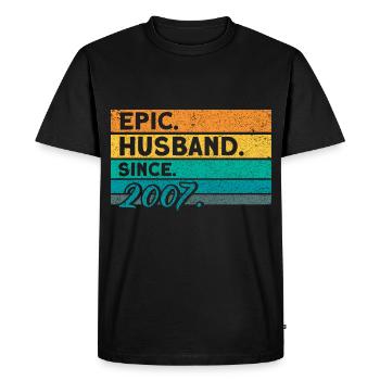 15ème anniversaire de mariage Couple Design 15 ans de mariage - T-shirt Premium bio Homme - noir - Devant - Nico (187cm)
