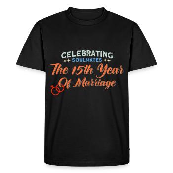 15ème anniversaire de mariage Couple Design 15 ans de mariage - T-shirt Premium bio Homme - noir - Devant - Nico (187cm)