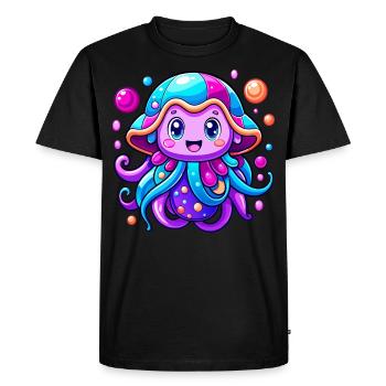 Méduse mignonne - T-shirt Premium bio Homme - noir - Devant - Nico (187cm)
