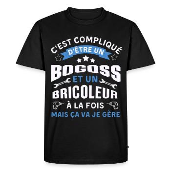 C est compliqué d être Bogoss et bricoleur je gère - T-shirt Premium bio Homme - noir - Devant - Nico (187cm)