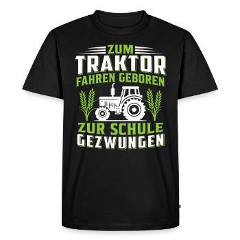 Zum Traktor fahren - Männer Premium Bio T-Shirt - Schwarz - Vorne - Nico (187cm)