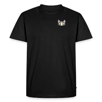 Little kitten peeking out of a pocket - Men's Premium Organic T-Shirt - black - Front - Nico (187cm)