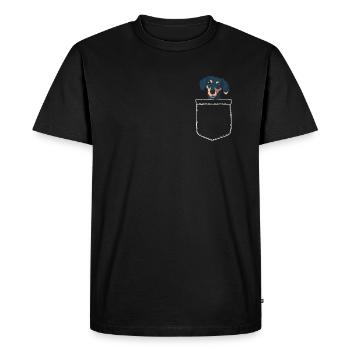Dacker Breast Pocket Animal Pet Dog Gift - Men's Premium Organic T-Shirt - black - Front - Nico (187cm)