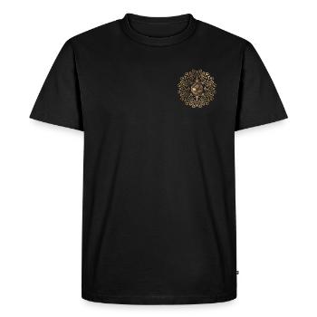 Mandala doré avec boule de pétanque - T-shirt Premium bio Homme - noir - Devant - Nico (187cm)