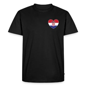 Croatie Drapeau Coeur - T-shirt Premium bio Homme - noir - Devant - Nico (187cm)