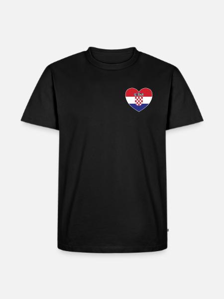Croatia Flag Heart - Men's Premium Organic T-Shirt - black