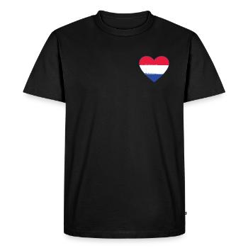 Holland Flag Heart used - Men's Premium Organic T-Shirt - black - Front - Nico (187cm)