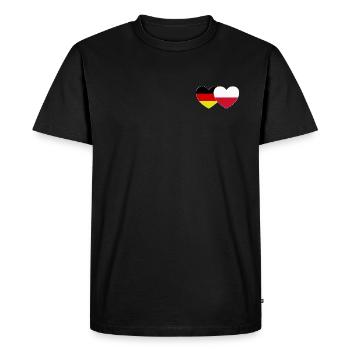 Allemagne Pologne Drapeau Cœur - T-shirt Premium bio Homme - noir - Devant - Nico (187cm)