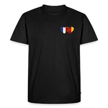 France Drapeau Cameroun Cœur - T-shirt Premium bio Homme - noir - Devant - Nico (187cm)