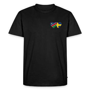 Namibie Suède Flag Heart - T-shirt Premium bio Homme - noir - Devant - Nico (187cm)