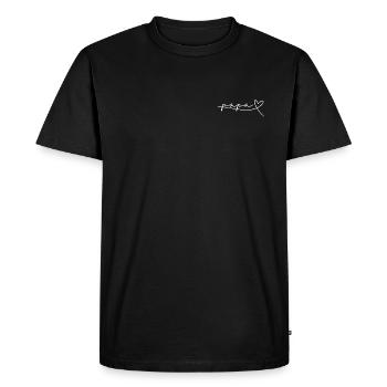 Cadeau Papa/Père Fête des Pères, Naissance, Cœur - T-shirt Premium bio Homme - noir - Devant - Nico (187cm)