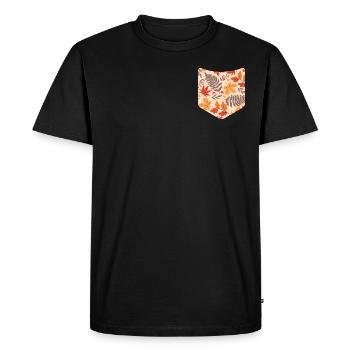 Nature Vintage Autumn Foliage Chest Pocket Autumn - Men's Premium Organic T-Shirt - black - Front - Nico (187cm)