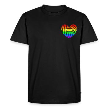 Gay Pride LGBT Pride drapeau coeur amour - T-shirt Premium bio Homme - noir - Devant - Nico (187cm)