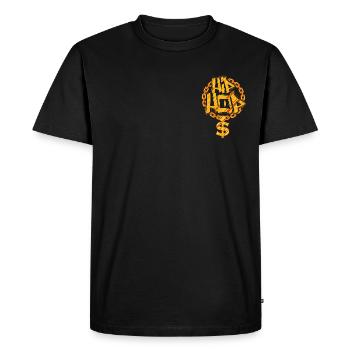Gold Chain with Dollar Sign Hip Hop Rapper Rap - Men's Premium Organic T-Shirt - black - Front - Nico (187cm)