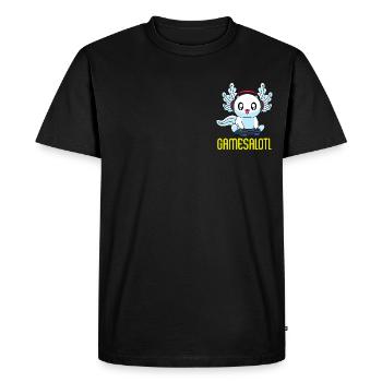 Jeuxalotl Gamesolotl Gamer Gaming Axolotl - T-shirt Premium bio Homme - noir - Devant - Nico (187cm)