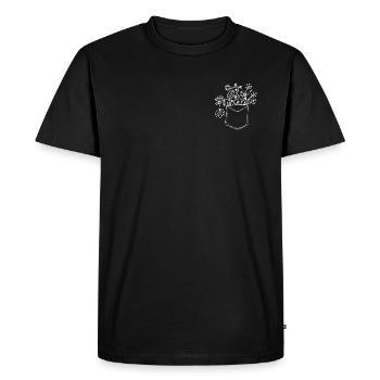 Breast pocket flowers floral cool motif - Men's Premium Organic T-Shirt - black - Front - Nico (187cm)