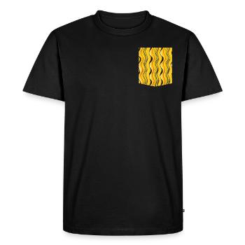Colorful Printed Pocket T-Shirt Woodblock Print - Men's Premium Organic T-Shirt - black - Front - Nico (187cm)